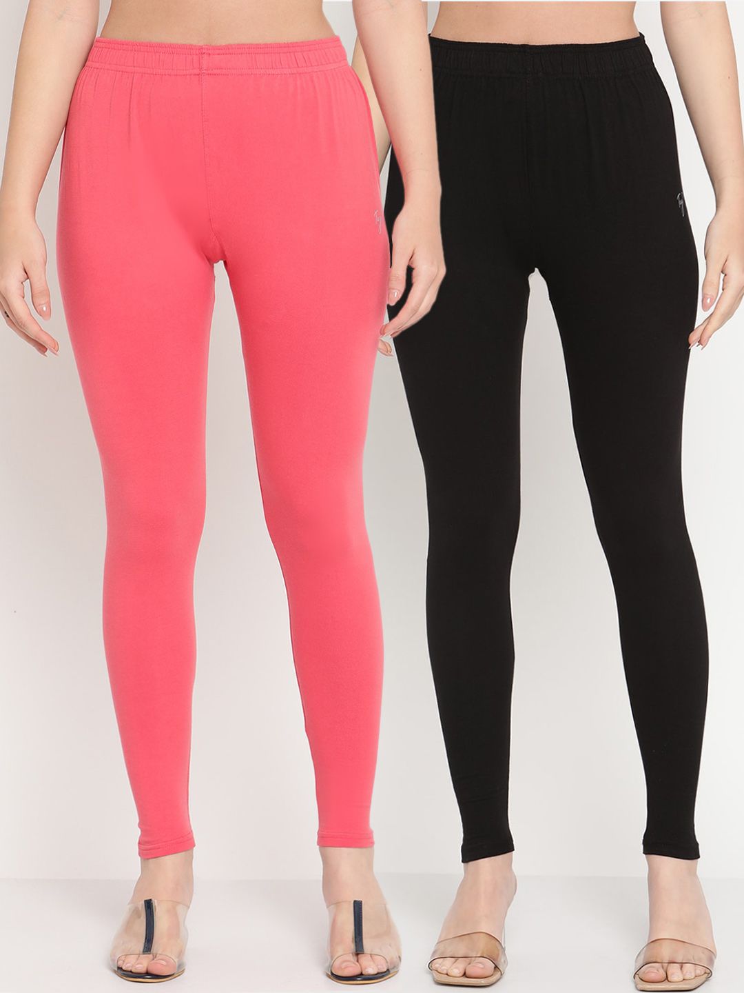 TAG 7 Women Pack Of 2 Solid Ankle-Length Leggings | Grocsy