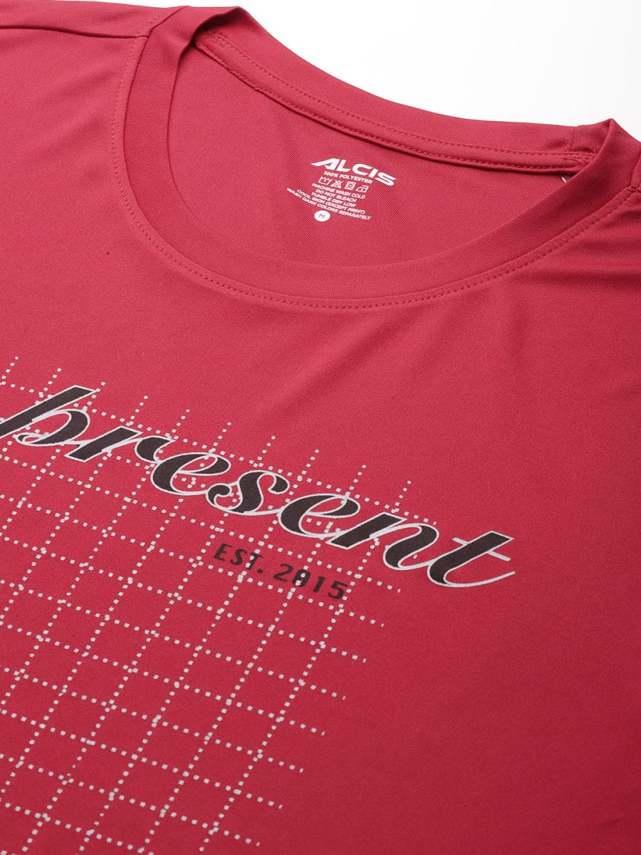 Alcis Men Typography Printed Anti Static Slim Fit Sports T-shirt | Grocsy