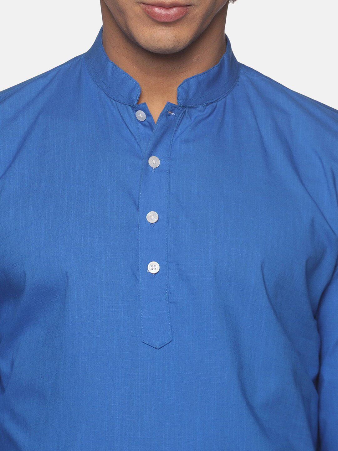 Sethukrishna Men Blue Pure Cotton Kurta with Pyjamas | Grocsy