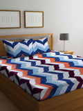 Arrabi Multicoloured Ethnic Motifs 300 TC Super King Bedsheet with 2 Pillow Covers | Grocsy