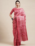 Saree Mall Peach-Coloured & White Floral Art Silk Sarees | Grocsy