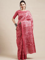 Saree Mall Peach-Coloured & White Floral Art Silk Sarees | Grocsy