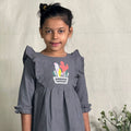 ArthLife Grey Cactus Embroidered Dress | Grocsy