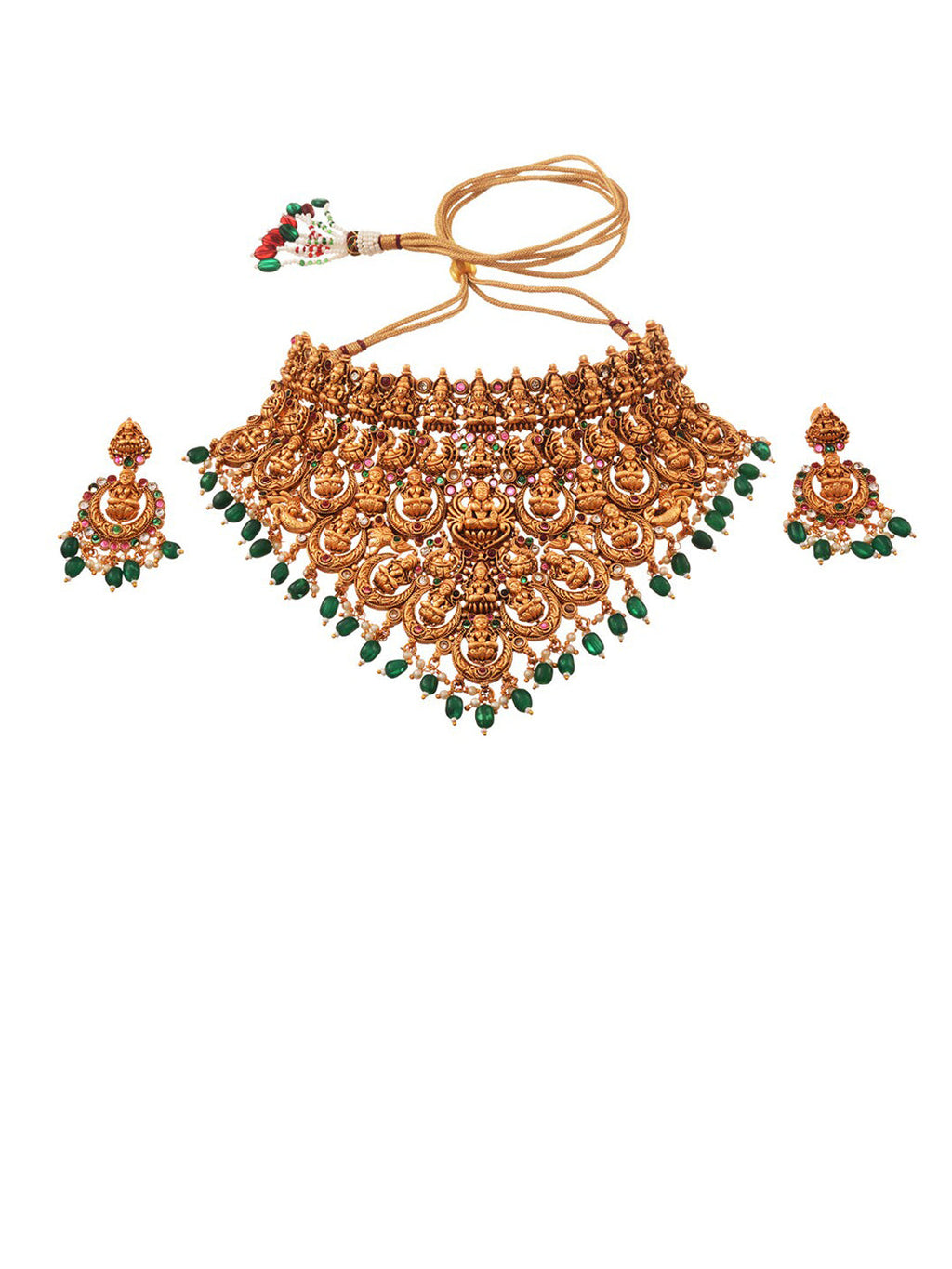 Saraf RS Jewellery Gold-Polished Stone-Studded Jewellery Set | Grocsy