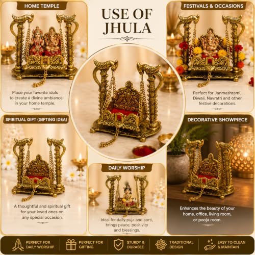 Chhariya Crafts Metal Krishna Laddu Gopal Jhula for Janmashtami | Grocsy