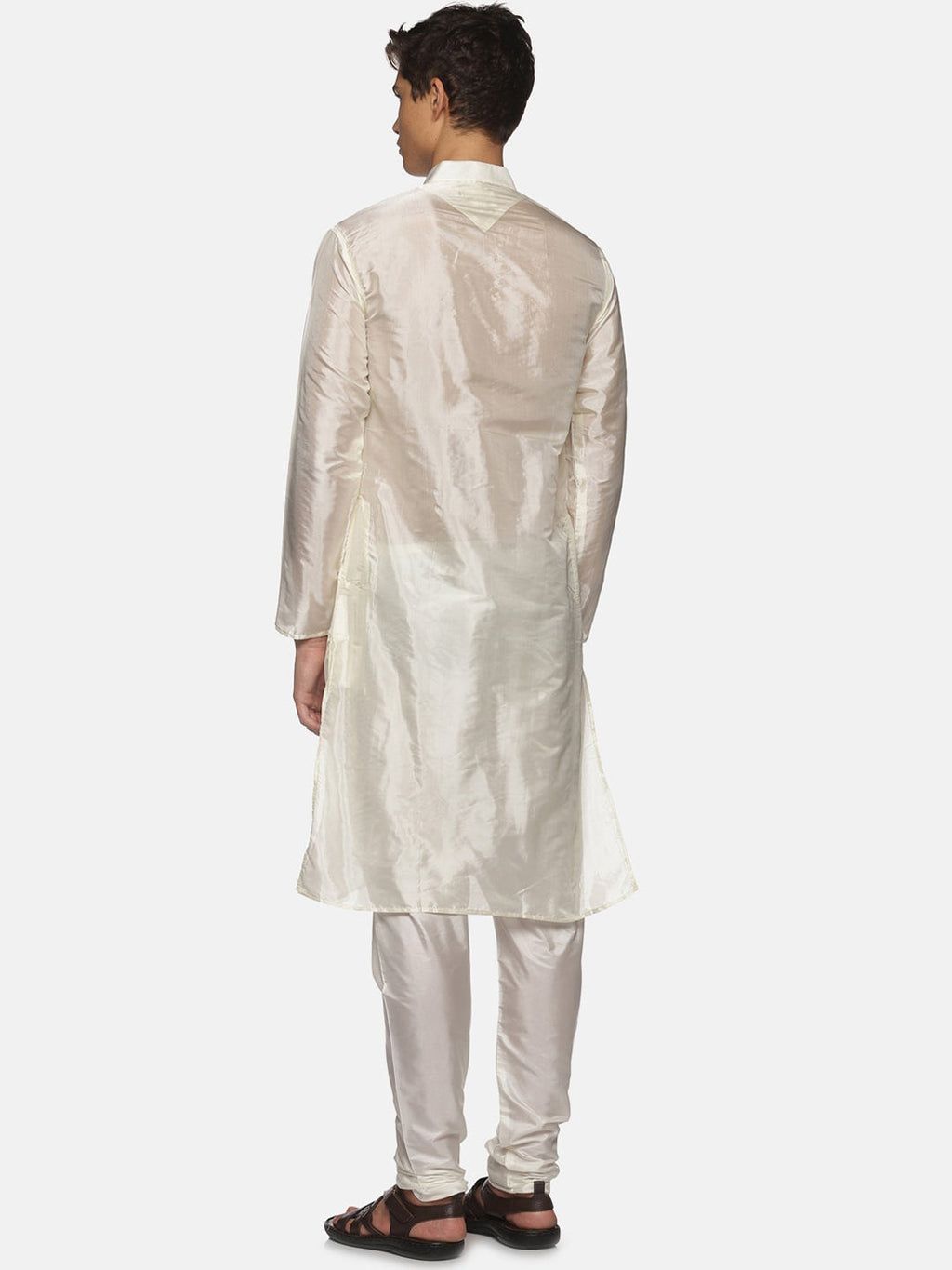 Sethukrishna Men Cream-Coloured Kurta with Pyjamas | Grocsy