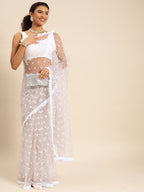 kasee Ethnic Motifs Embroidered Net Saree | Grocsy