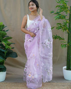 Vamsee Menka Purple Organza Saree | Grocsy