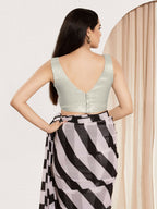 Joban Fashion Silver Mulberry Silk Padded Blouse With Sweetheart Neck Sleeveless | Grocsy