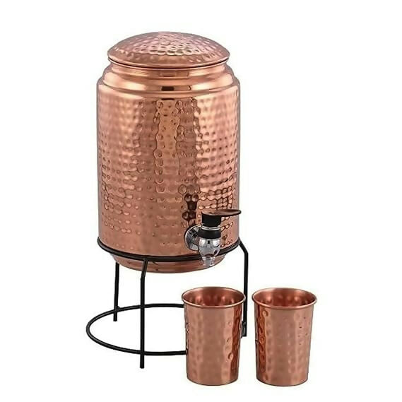Not Available Copper Water Dispenser with 2 Glass and Stand | Grocsy