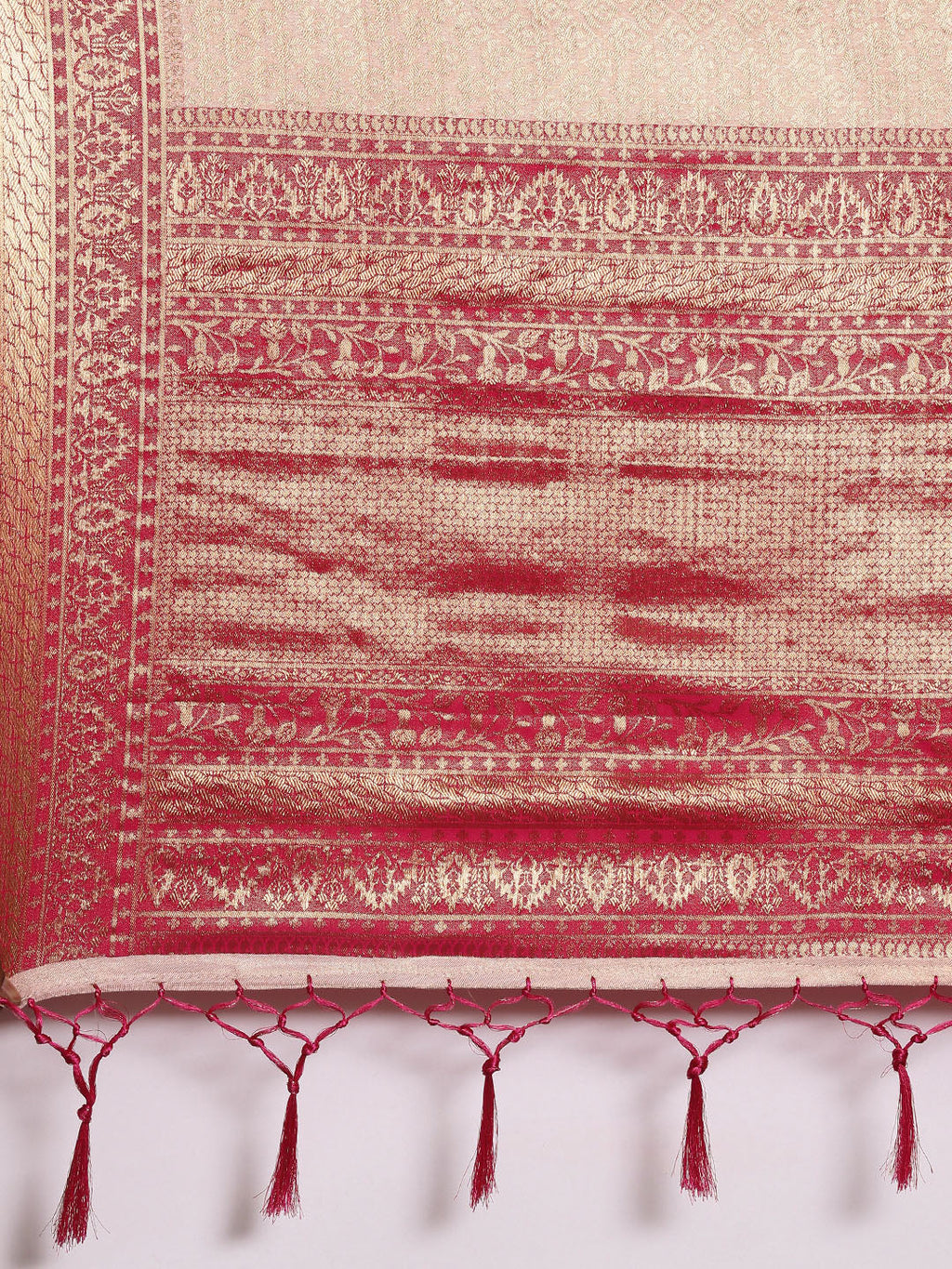 Saree Mall Peach-Coloured Ethnic Motifs Zari Silk Blend Banarasi Saree | Grocsy