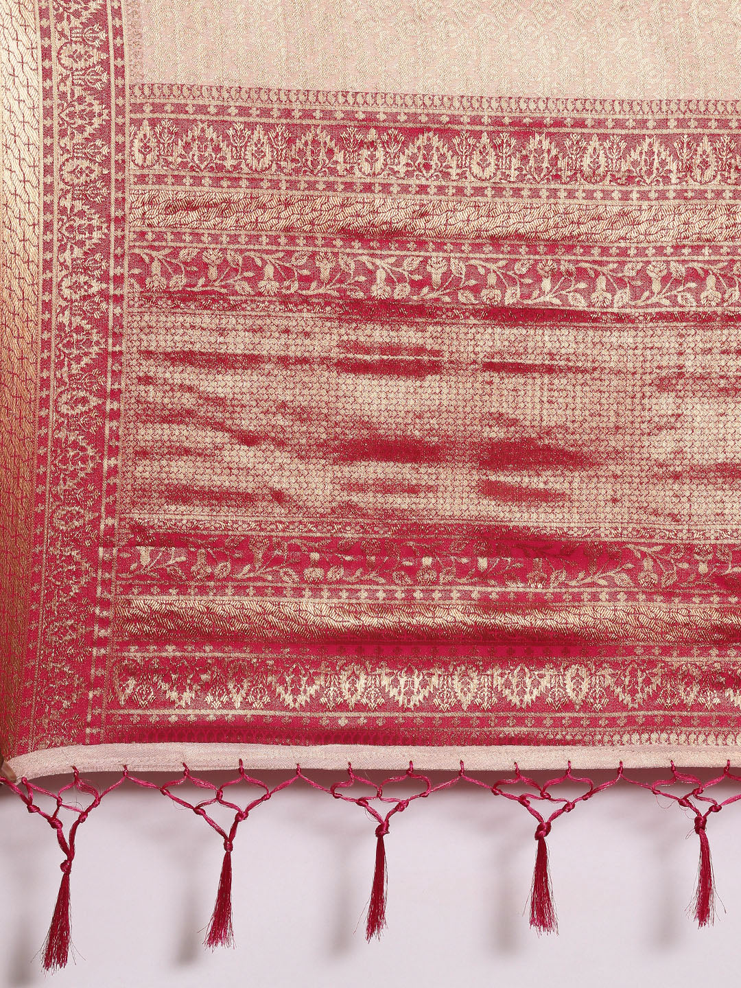 Saree Mall Peach-Coloured Ethnic Motifs Zari Silk Blend Banarasi Saree | Grocsy