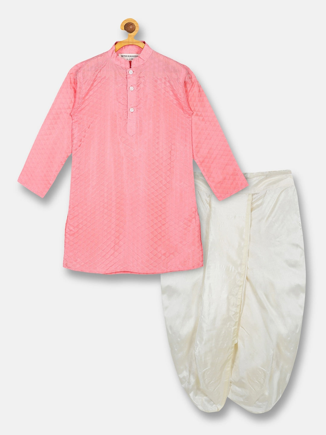 Sethukrishna Boys Pink Kurti with Pyjamas | Grocsy