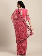 Tikhi Imli Pink & Green Beads and Stones Net Heavy Work Saree | Grocsy