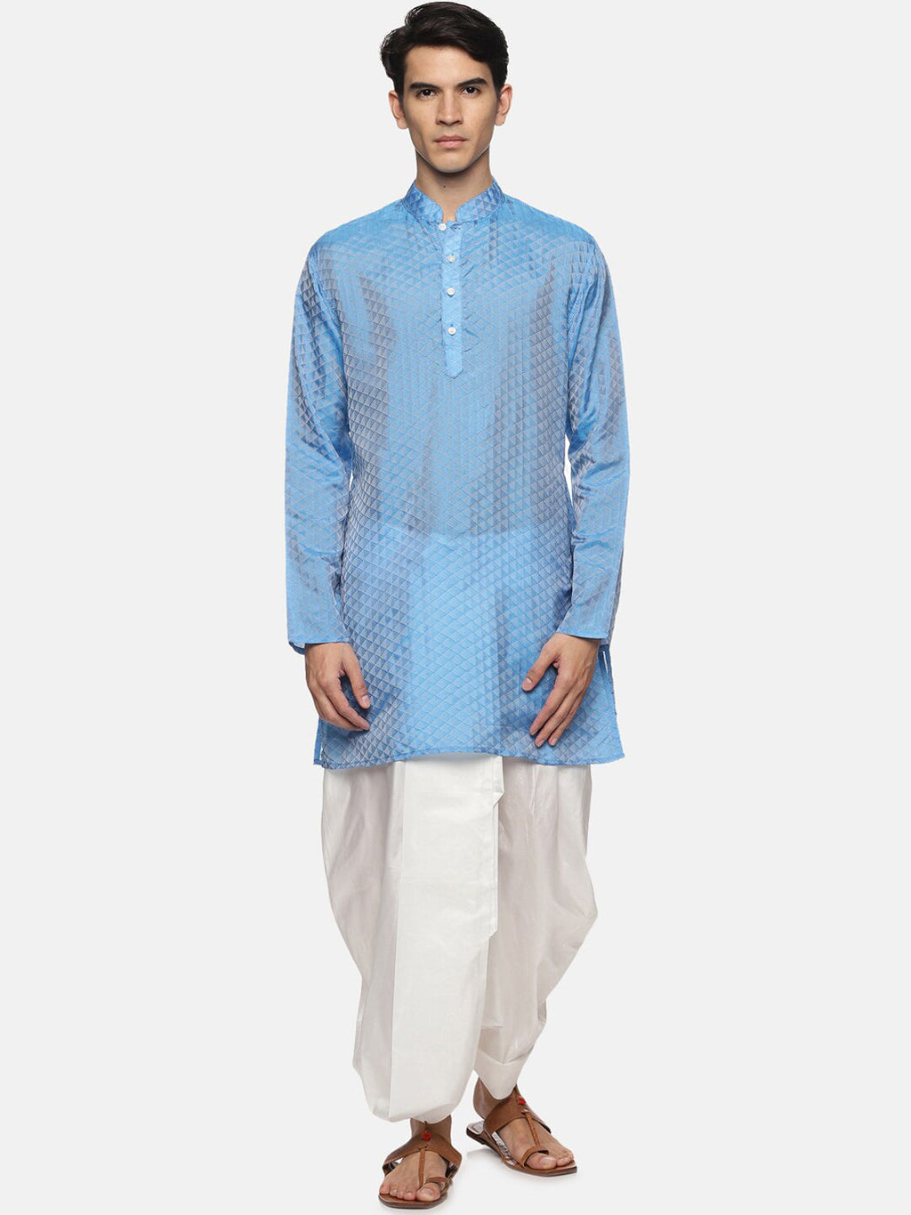 Sethukrishna Men Blue Kurta with Dhoti Pants | Grocsy