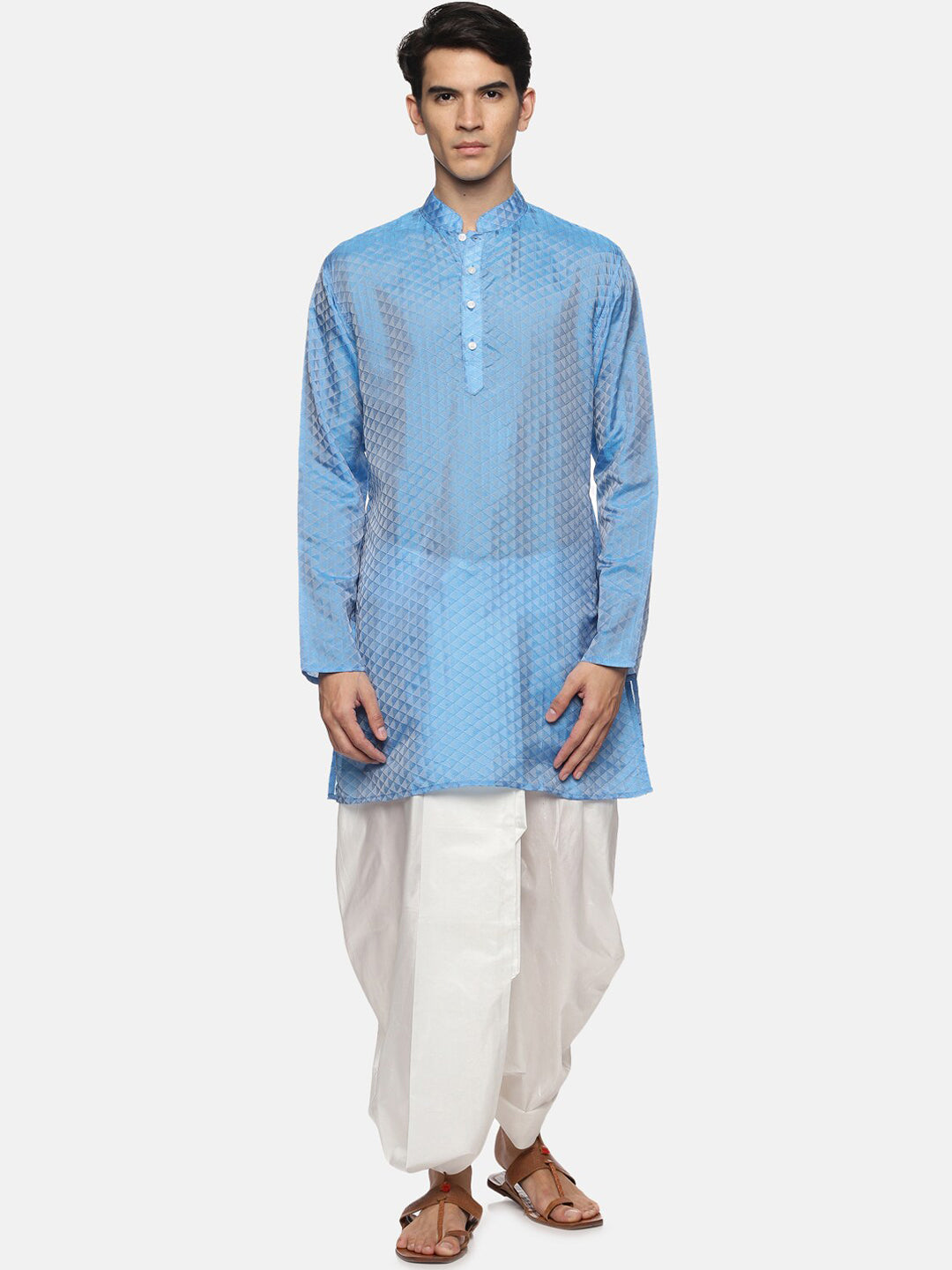 Sethukrishna Men Blue Kurta with Dhoti Pants | Grocsy