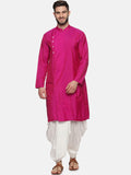 Sethukrishna Men Rose Angrakha Kurta with Dhoti Pants | Grocsy