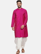 Sethukrishna Men Rose Angrakha Kurta with Dhoti Pants | Grocsy