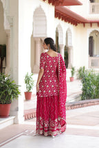 Joban Fashion Pink Readymade Kurta Set With Sequence embroidery Work | Grocsy