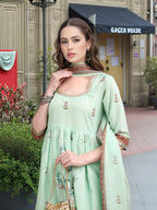 Joban Fashion Green Position Digital Print With Position Foil Kurta Set | Grocsy