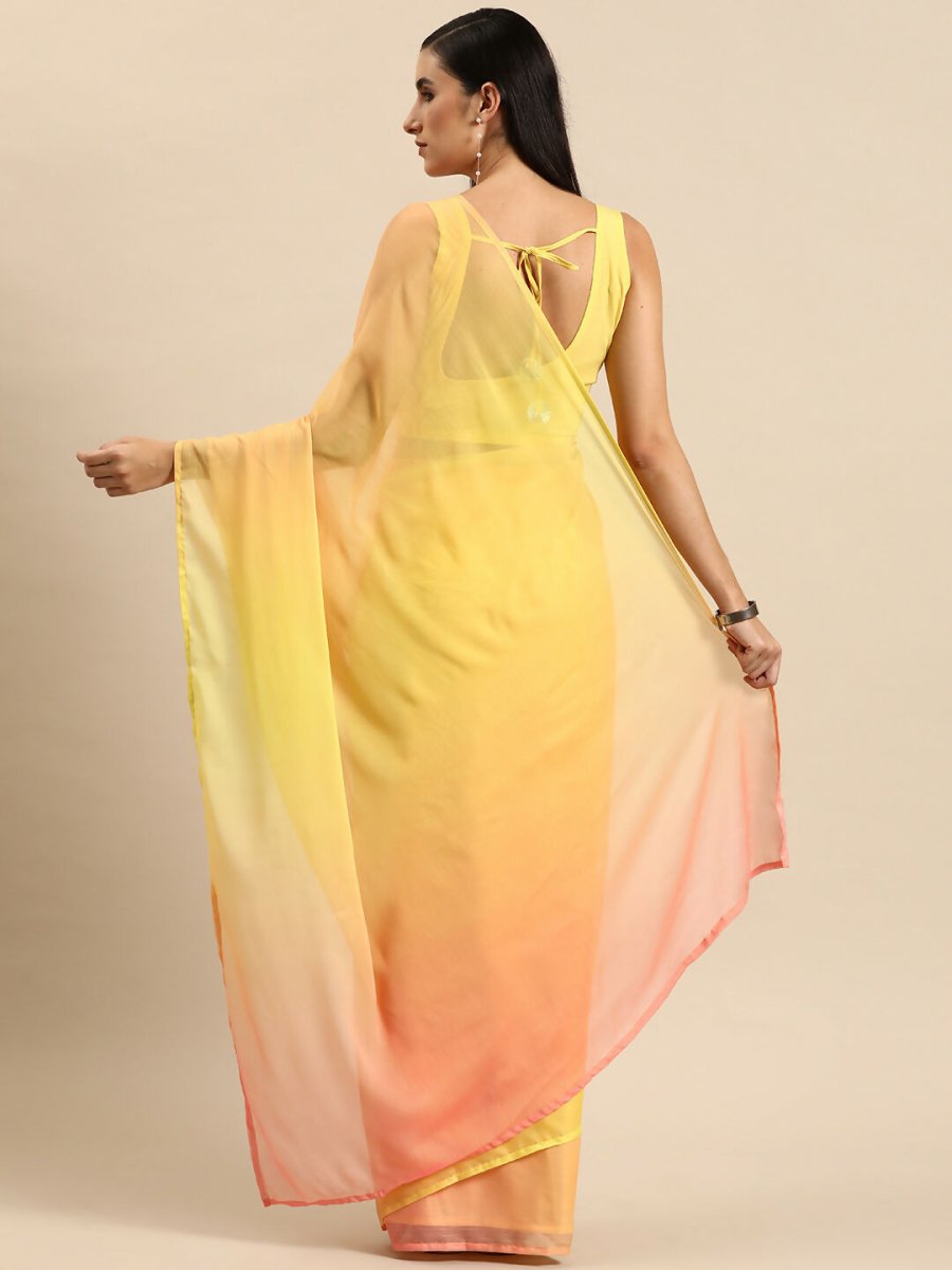 Ahalyaa Women's Traditional Semi Stitch Saree - Yellow | Grocsy