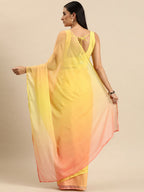 Ahalyaa Women's Traditional Semi Stitch Saree - Yellow | Grocsy