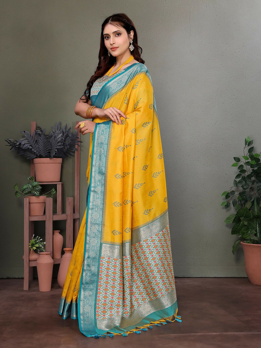 Joban Fashion Yellow Woven Design Banarasi Silk Sarees | Grocsy