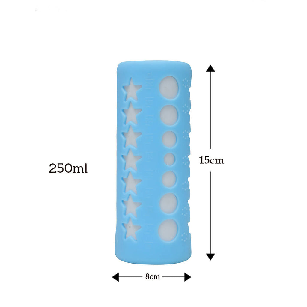Safe-O-Kid Silicone Baby Feeding Bottle Cover Cum Sleeve for Insulated Protection 250mL- Blue | Grocsy