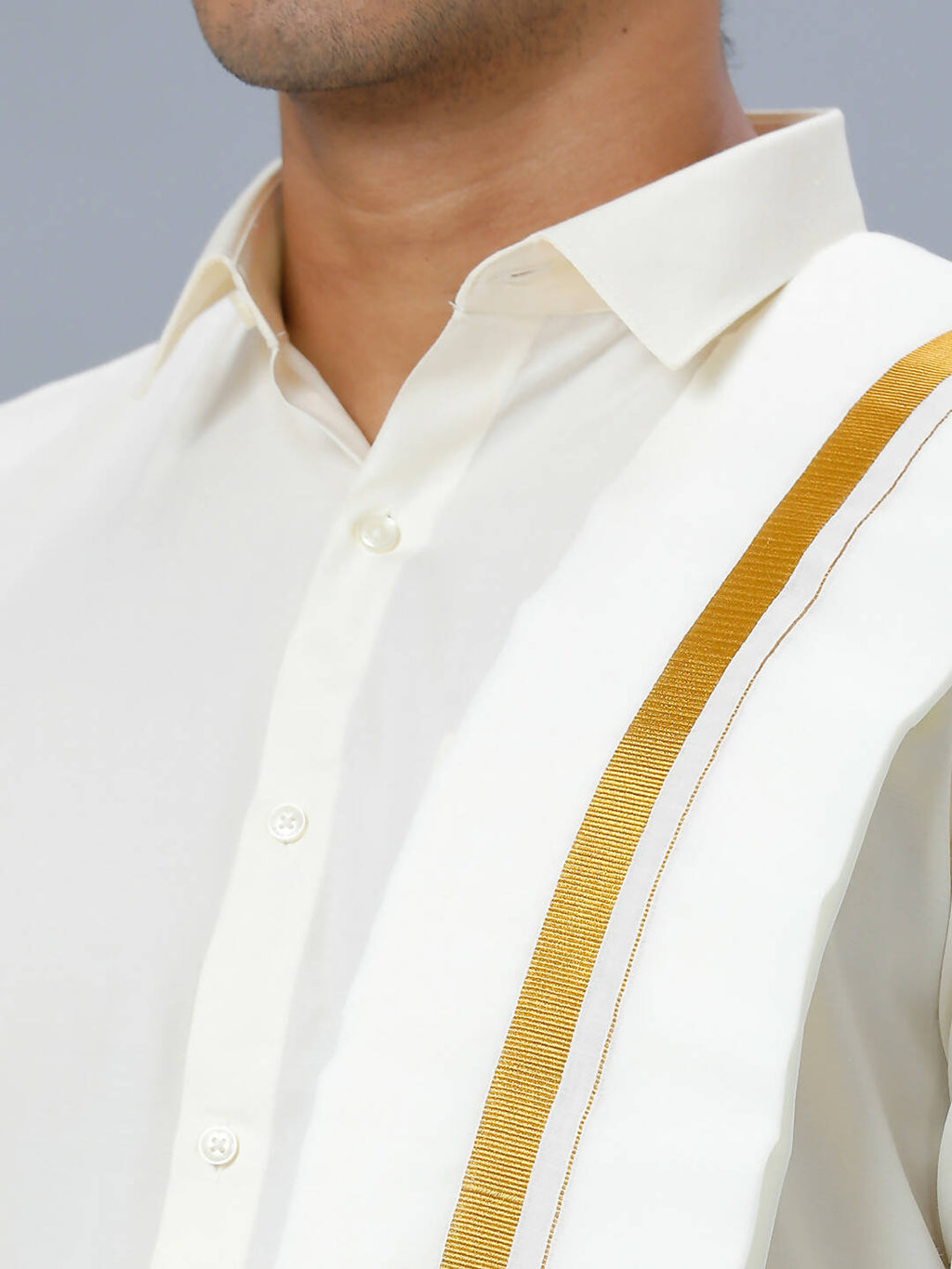Ramraj Cotton Mens Wedding Set Cream Regular Dhoti, Shirt & Towel | Grocsy