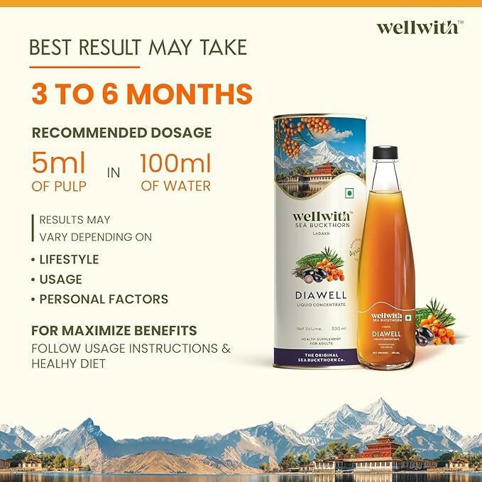 Wellwith DiaboWin (Diawell) Karela & Jamun Juice with Seabuckthorn | Grocsy