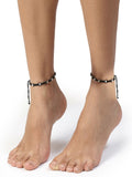 NVR Women's Evil Eye Adjustable Black Anklets | Grocsy