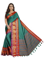 Vamika Banarasi Silk Rama Green Weaving Saree | Grocsy