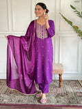 Partywear Designer Ryon Slub Wine Stitched Suit With Dupatta - Anbazaar | Grocsy
