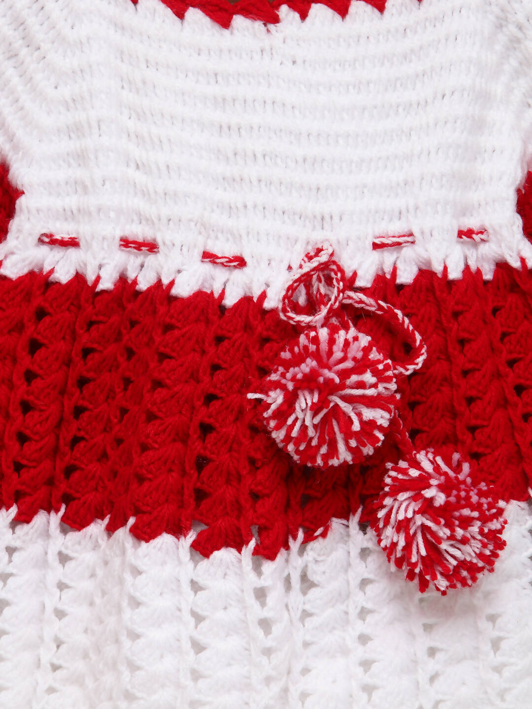 ChutPut Hand knitted Floral Crochet Wool Dress For Baby Girls - Red | Grocsy