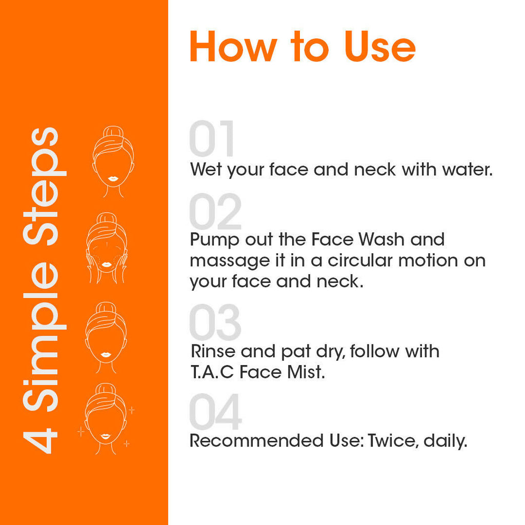 TAC - The Ayurveda Co. Vitamin C Foaming Face Wash for Face Brightening, Clean & Glowing Skin for Women & Men | Grocsy