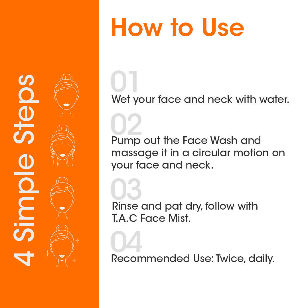 TAC - The Ayurveda Co. Vitamin C Foaming Face Wash for Face Brightening, Clean & Glowing Skin for Women & Men | Grocsy