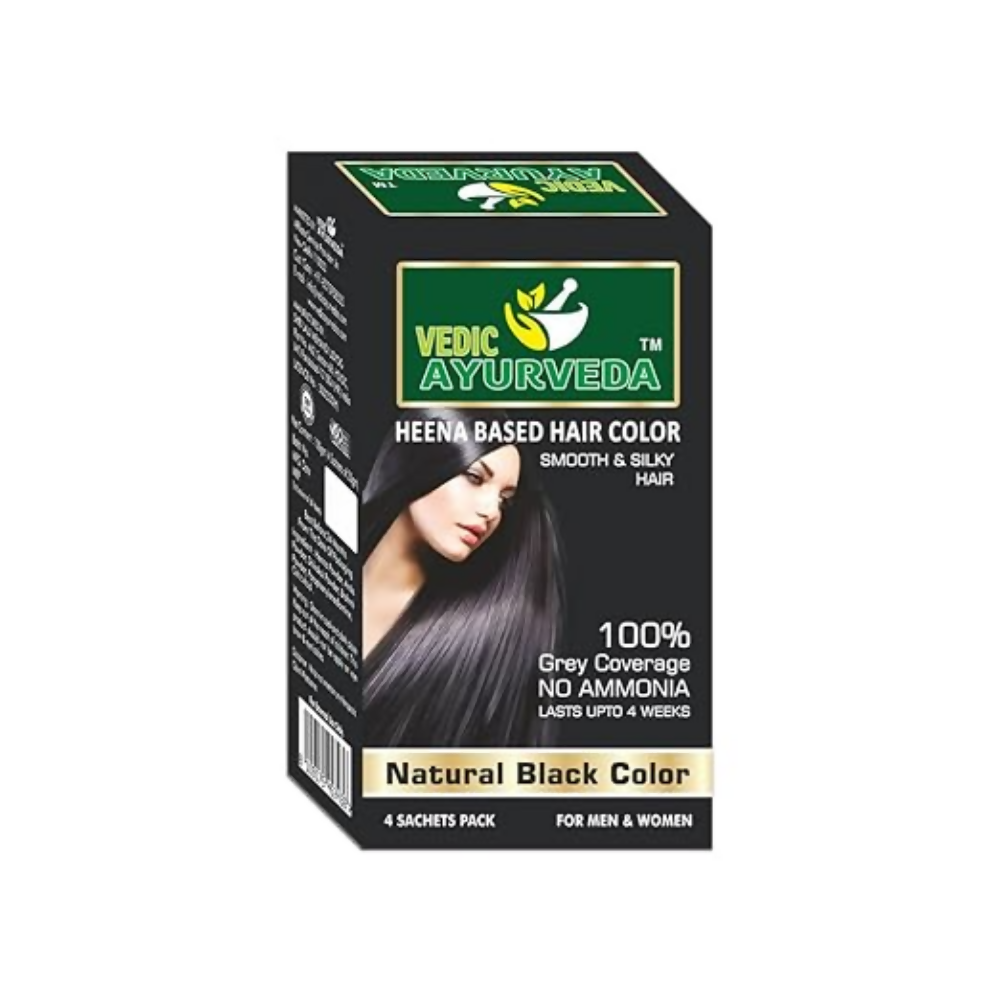 VedicAyurveda Henna Based Hair Colour, Natural Black and Chestnut Brown | Grocsy