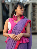 Suta Lavender Solid Mul Cotton Saree | Grocsy