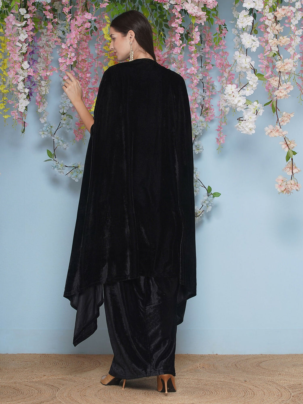 Joban Fashion Black Hand Embellished Cape with Inner and Skirt | Grocsy