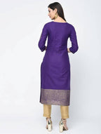 Aniyah Cotton Foil Printed Purple Straight Kurta (AN-134K) | Grocsy