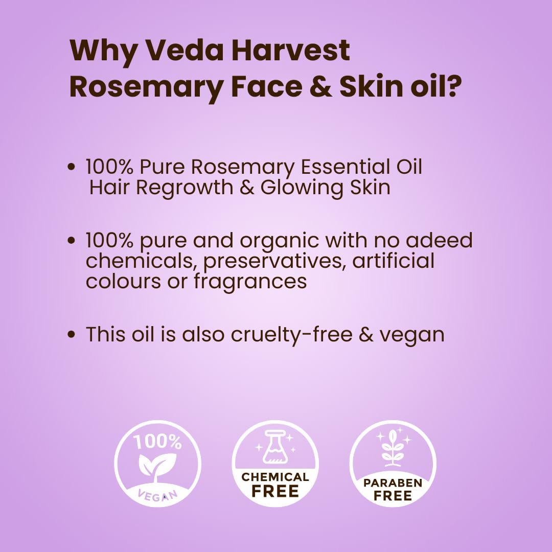 Veda Harvest Rosemary Essential Oil Hair Strengthen & Scalp Nourishment | Grocsy