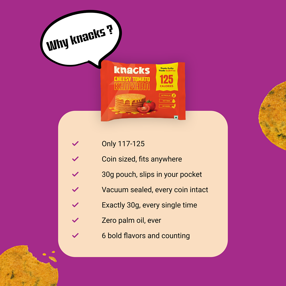 Knacks Coin Khakhra Crisps - Cheesy Tomato Flavour | Grocsy