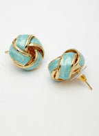 NVR Women's Turquoise Blue Floral Shape Stud Earrings | Grocsy