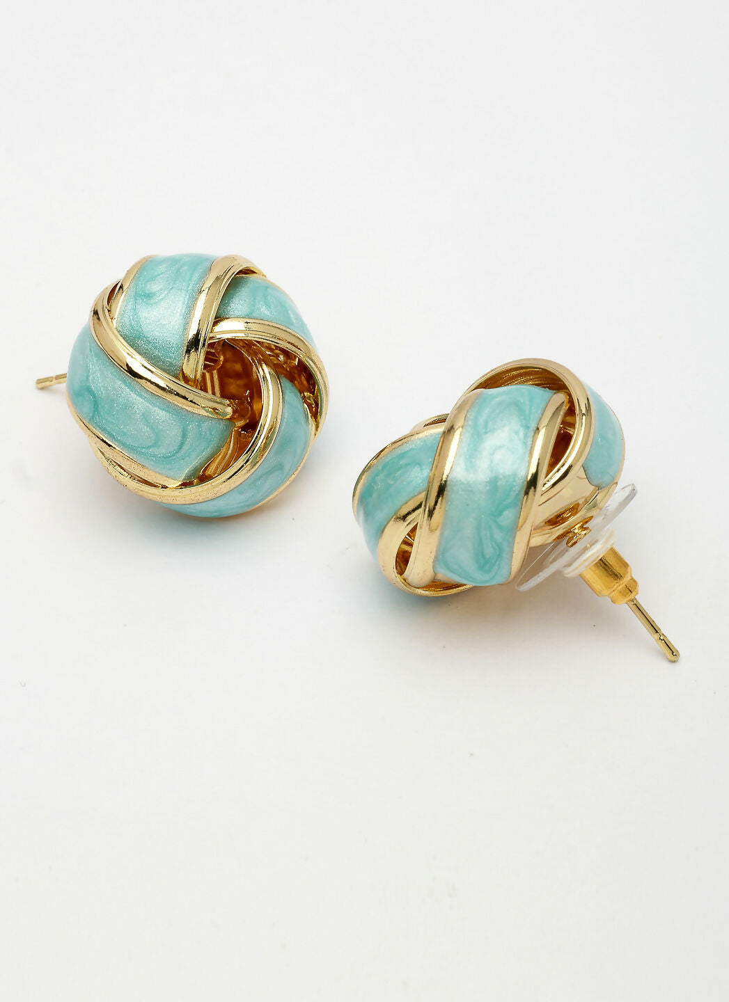 NVR Women's Turquoise Blue Floral Shape Stud Earrings | Grocsy