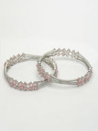 NVR Women's Set of 2 Silver-Plated American Diamond Handcrafted Bangles