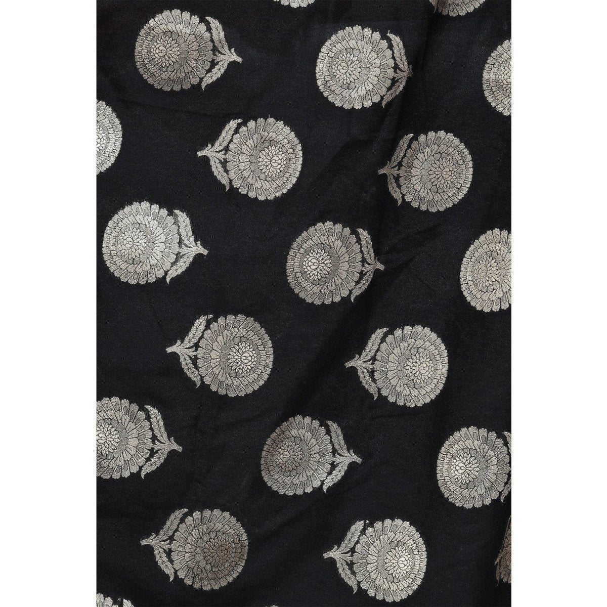 A R Silk Women's Zari Embroidery Vanarsi Silk Black Chunni | Grocsy