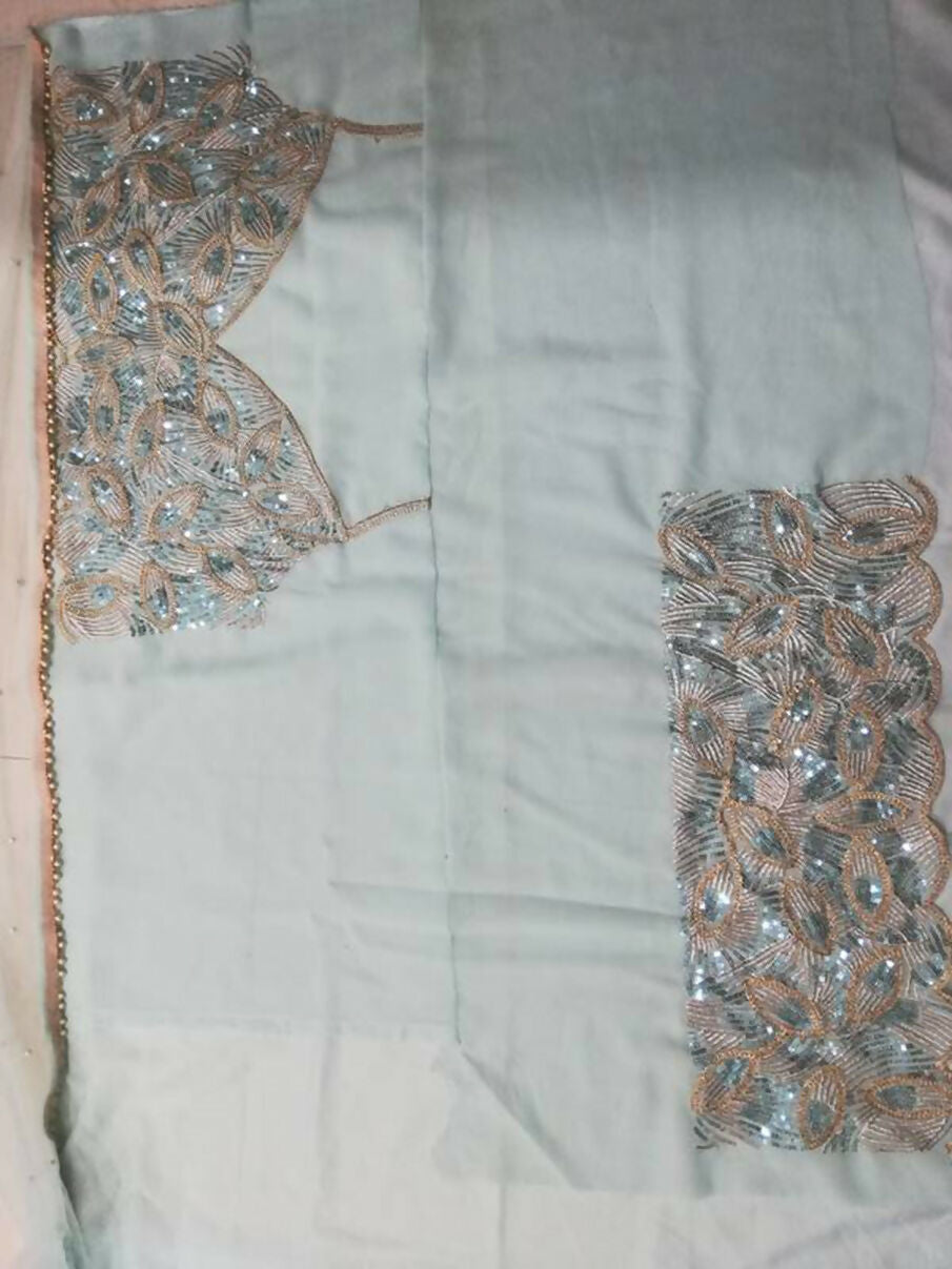 Jyoti Fashion Glamorous Turquoise Crush Work, Sequins, Zari with Dori Embroidered Faux Georgette Lehenga Choli with Dupatta | Grocsy