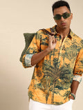Yellow Men Pure Cotton Relaxed Floral Opaque Printed Casual Shirt - Mahotsav | Grocsy