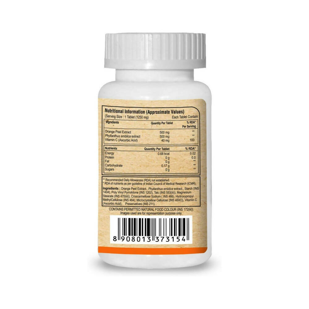 Pure Nutrition Vitamin C with Orange Peel & Amla Extract Veg Tablets | Grocsy