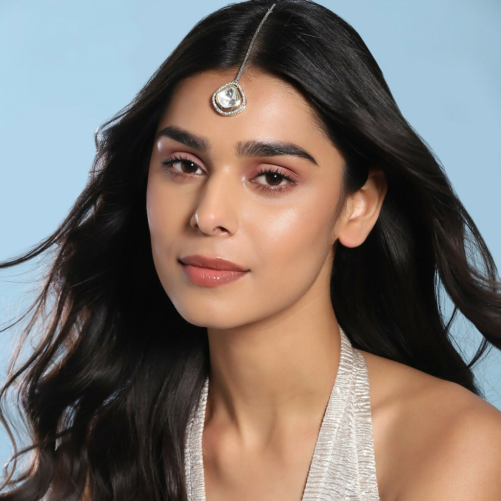 Silver Kundan Maang Tikka- Ruby Raang | Grocsy